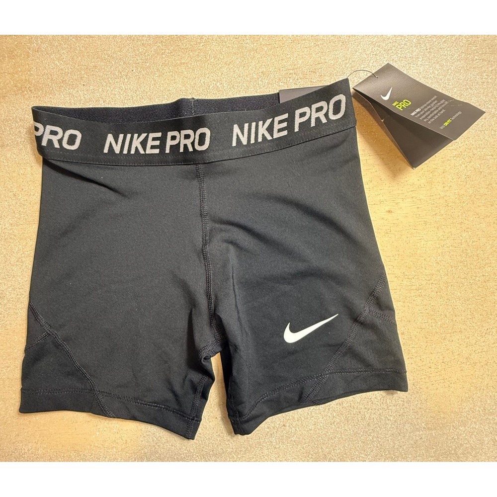 Nike Pro Girls Dri-FIT Training Shorts Black AQ9040-2078-010 Size Large L NWT